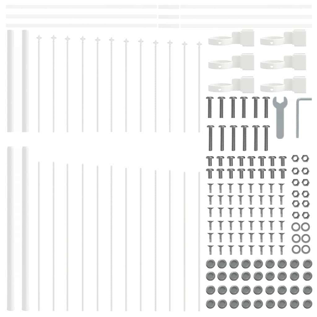 Trädgårdsstängsel 8 pcs Vit 170 x 215 cm Pulverlackerat stål