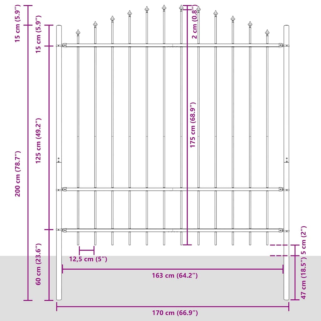 Trädgårdsstängsel 8 pcs Vit 170 x 215 cm Pulverlackerat stål