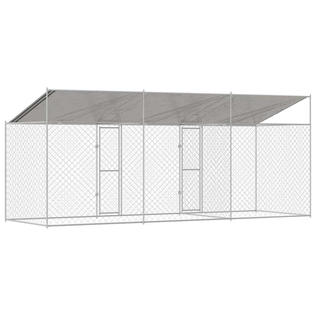 Hundbur 3 pcs Silver 600 x 200 x 258 cm Stål och PE