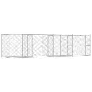 Hundbur 4 pcs Silver 800 x 200 x 200 cm Stål och PE