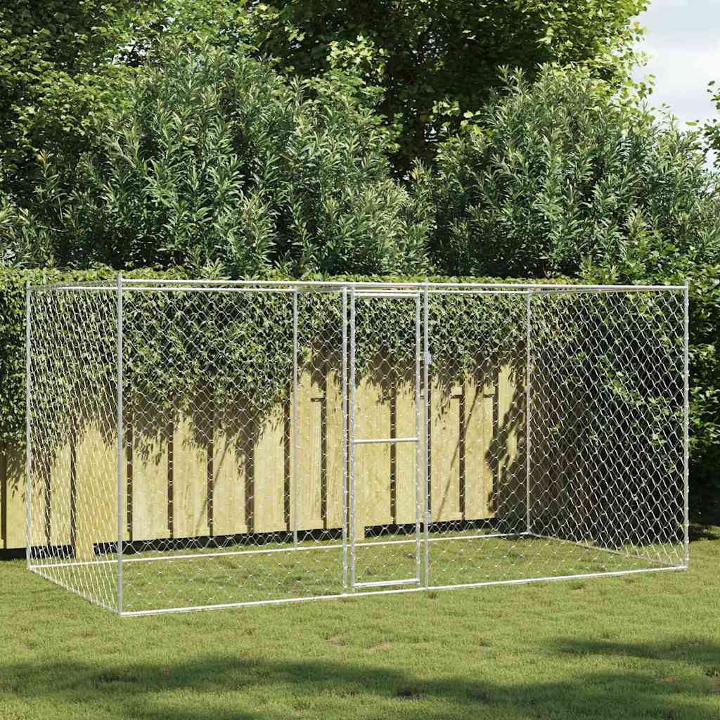Hundbur Silver 400 x 200 x 200 cm Galvaniserat Stål