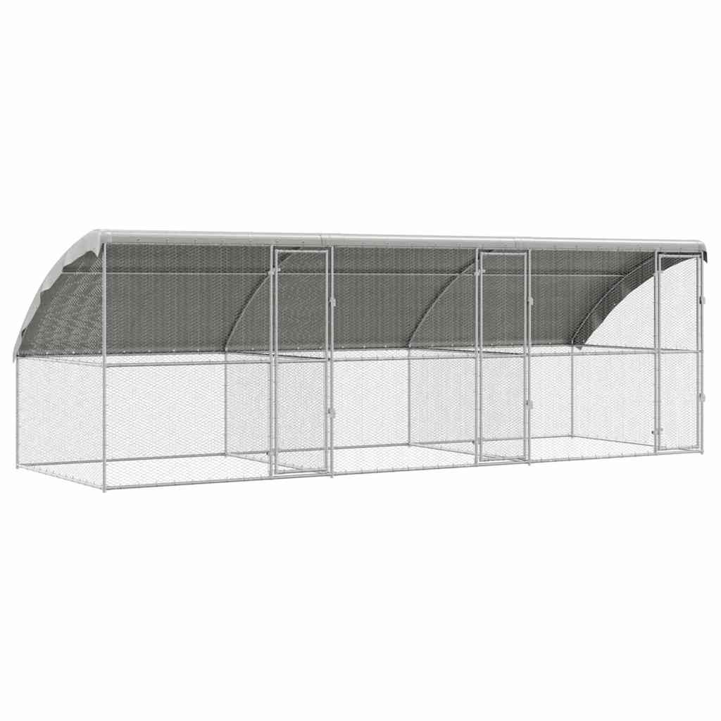 Hönsbur med 3 dörrar 3 st Silver 600x200x200cm