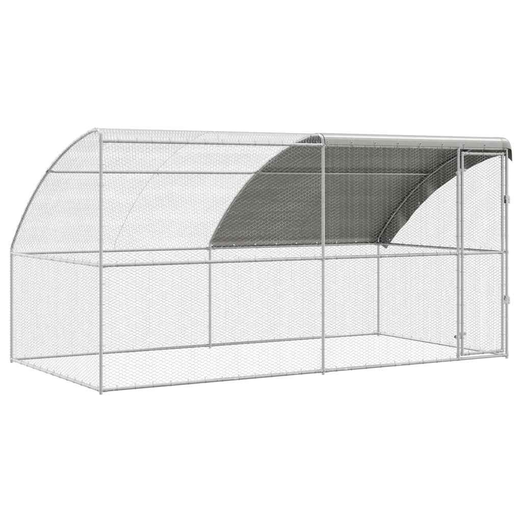 Hönsbur med 1 dörr 2 st Silver 400x200x200 cm Stål och PE