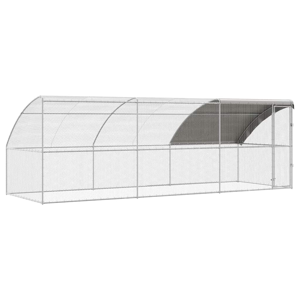 Hönsbur med 1 dörr 3 st Silver 600x200x200cm Stål och PE