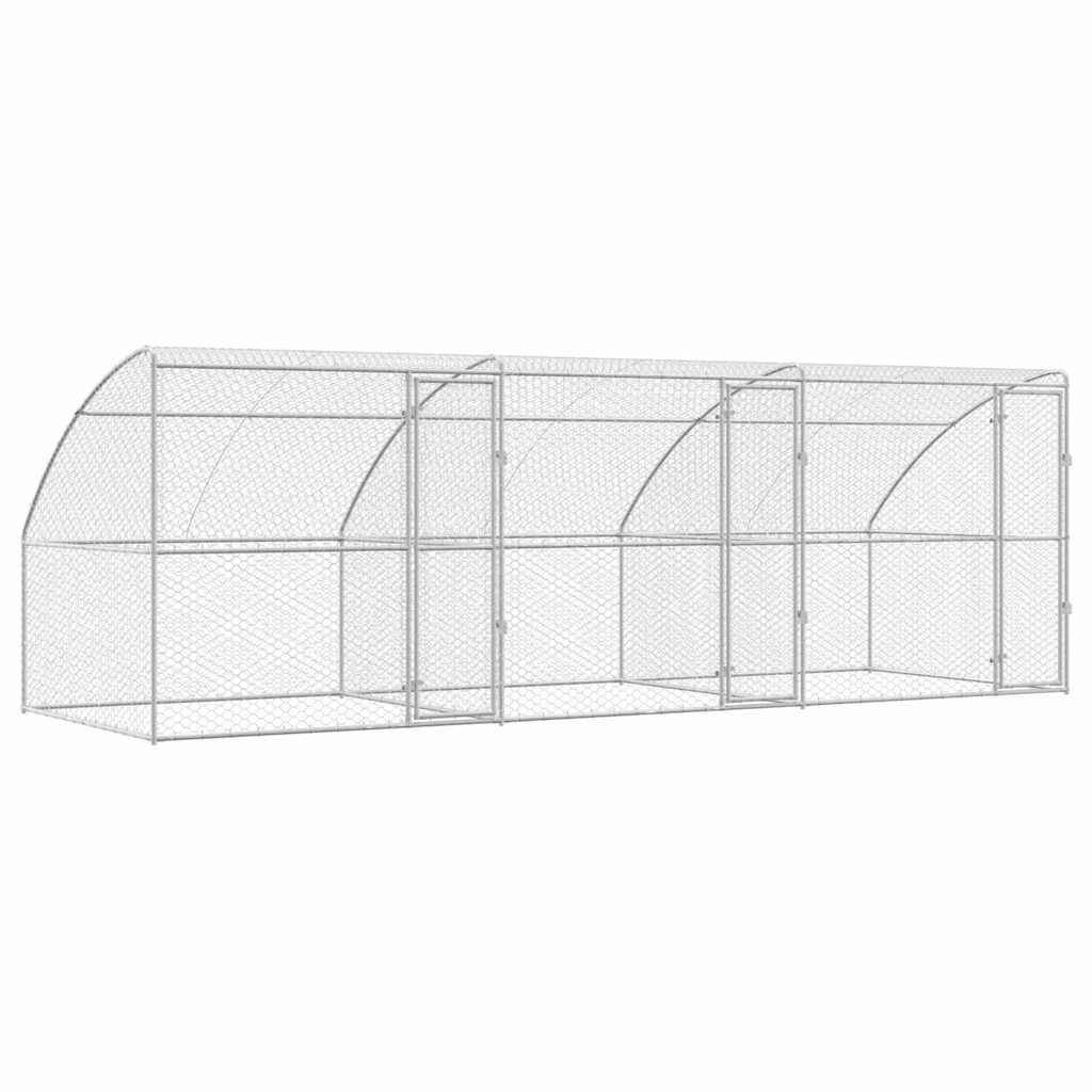 Hundbur 3 st Silver 6 x 2 x 2 m Galvaniserat stål