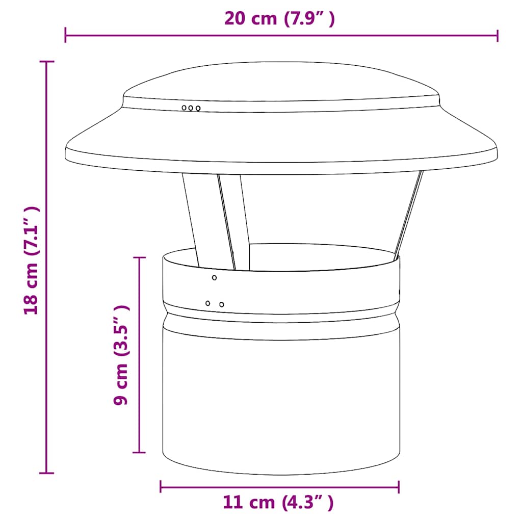 Regnskydd skorsten Silver 20 x 20 x 18 cm Rostfritt stål