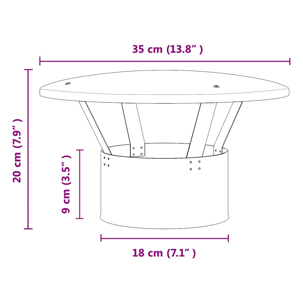 Regnskydd skorsten Silver 35 x 35 x 20 cm Rostfritt stål