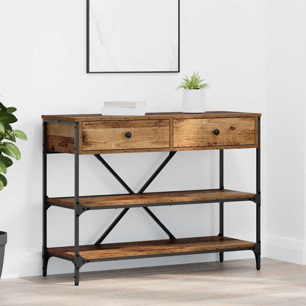 Konsolbord med låda med hylla Brun 100 x 34,5 x 75 cm trä