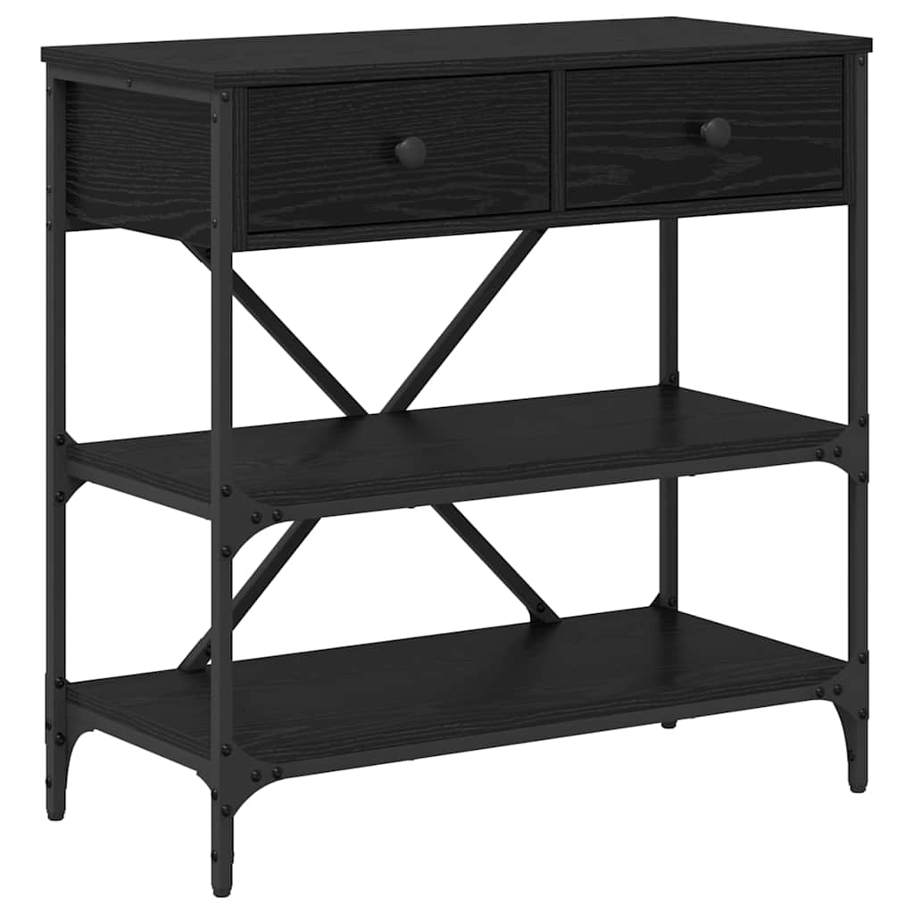 Konsolbord med låda med hylla Svart Ek 100 x 34,5 x 75 cm trä