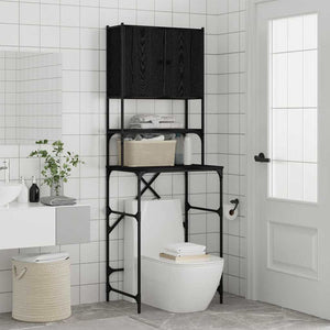 Tvättmaskinskåp Svart 0ak 68 x 48,5 x 194 cm Konstruerat trä