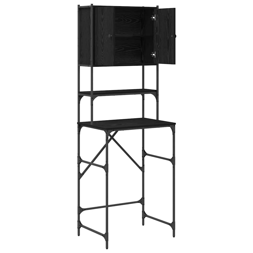 Tvättmaskinskåp Svart 0ak 68 x 48,5 x 194 cm Konstruerat trä