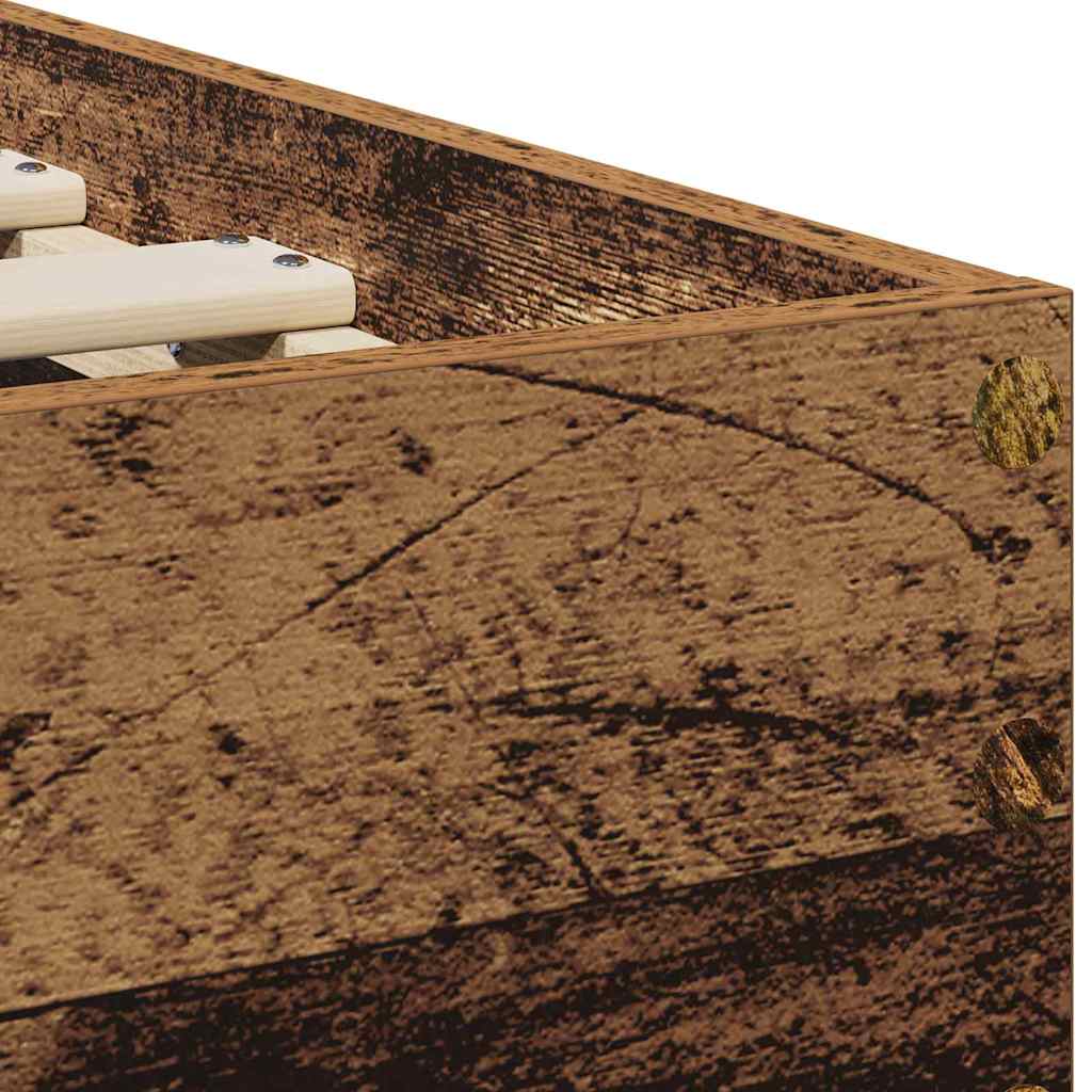 Sängram med huvudgavel Gammalt trä 90 x 190 cm Konstruerat trä