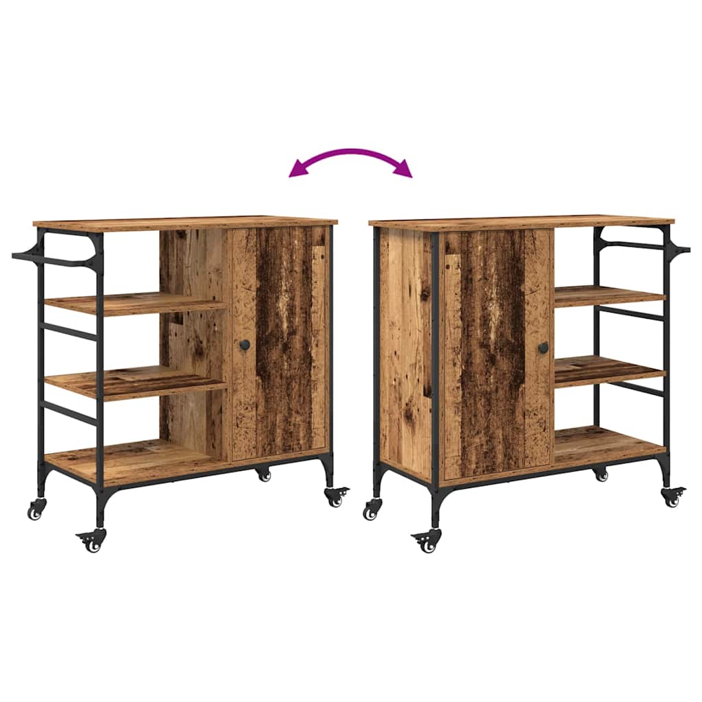 Köksvagn Gammalt trä 87.5 x 39 x 84.5 cm Konstruerat trä