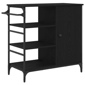 Köksvagn Svart Ek 87.5 x 39 x 84.5 cm Konstruerat trä