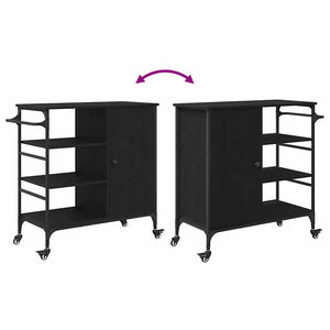 Köksvagn Svart Ek 87.5 x 39 x 84.5 cm Konstruerat trä