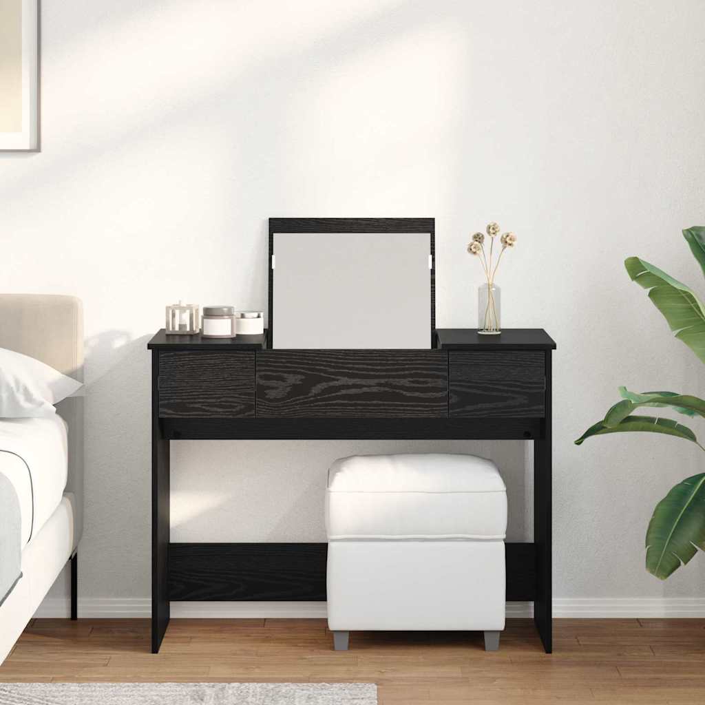 Kosmetiktabell med låda med lagring Svart Ek 100 x 45 x 76 cm