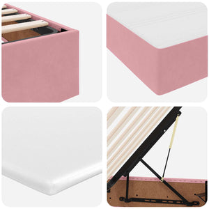 Förvaringssäng med madrass med madrass Rosa 140 x 190 cm Sammet