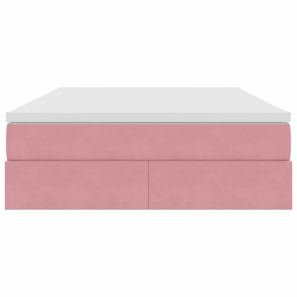 Förvaringssäng med madrass med madrass Rosa 140 x 190 cm Sammet
