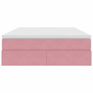 Förvaringssäng med madrass med madrass Rosa 140 x 190 cm Sammet