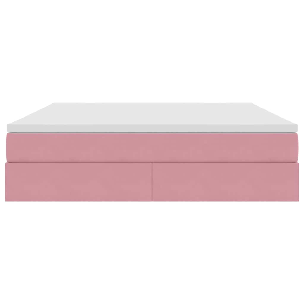 Förvaringssäng med madrass med madrass Rosa 180 x 200 cm Sammet