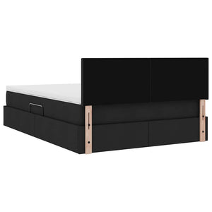 Förvaringssäng med madrass Svart 140 x 190 cm Konstruerat trä