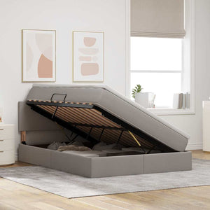 Förvaringssäng med madrass Taupe 140 x 190 cm Konstruerat trä