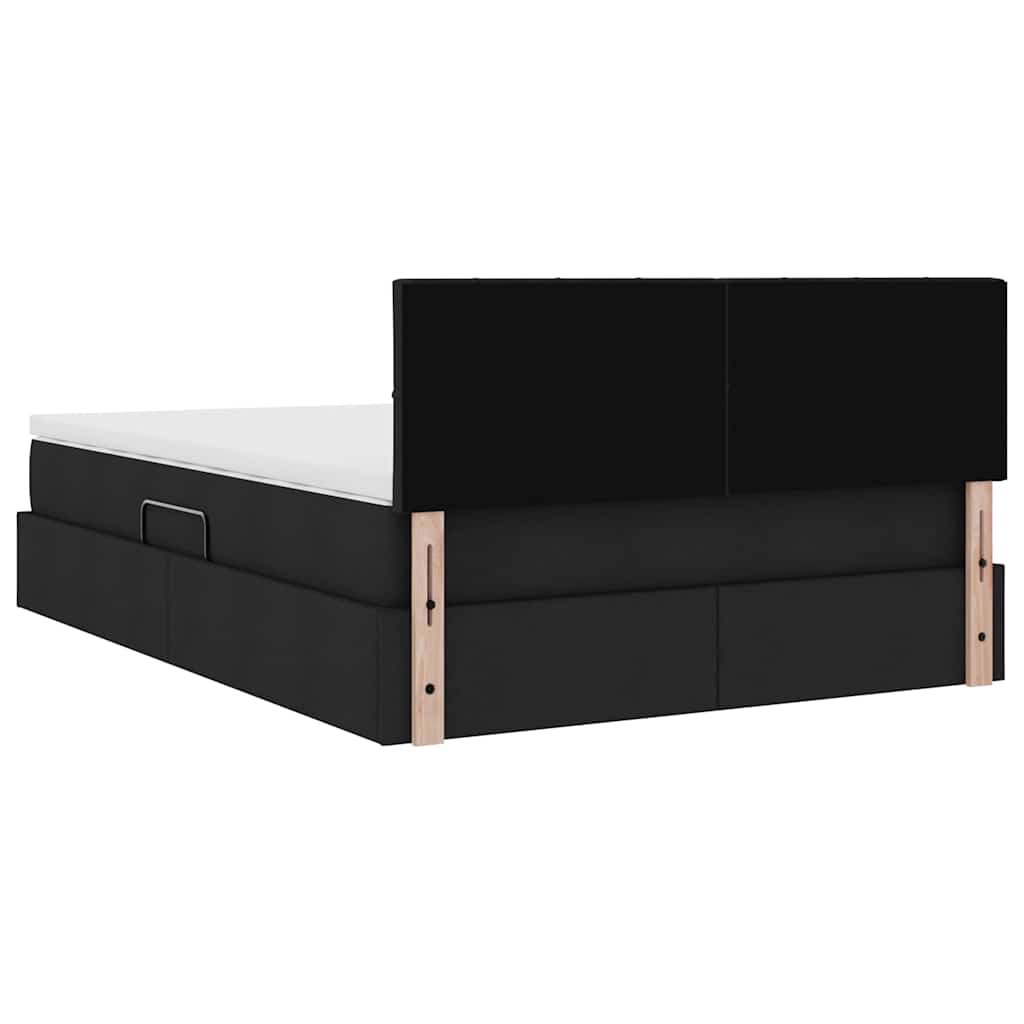 Förvaringssäng med madrass Svart 140 x 190 cm Konstruerat trä