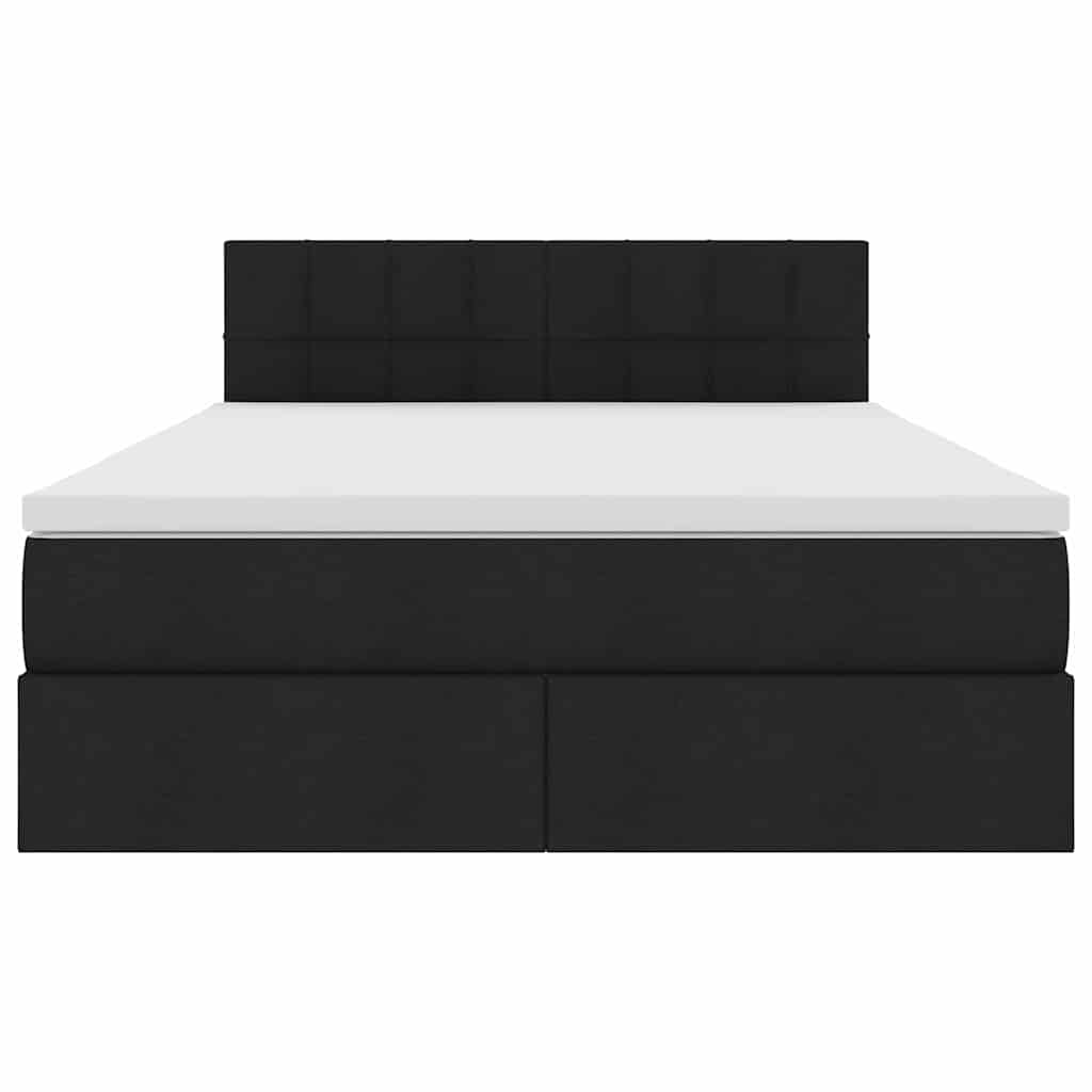 Förvaringssäng med madrass Svart 140 x 190 cm Konstruerat trä