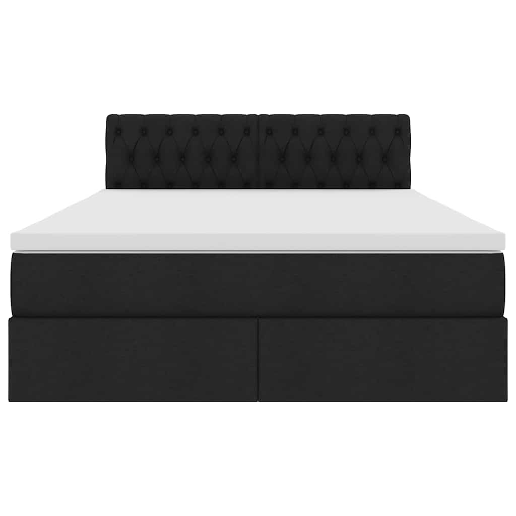 Förvaringssäng med madrass Svart 140 x 190 cm Konstruerat trä