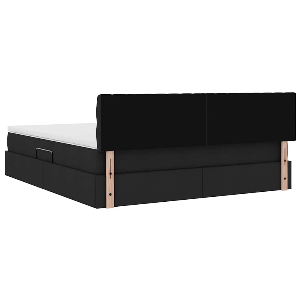 Förvaringssäng med madrass Svart 180 x 200 cm Konstruerat trä