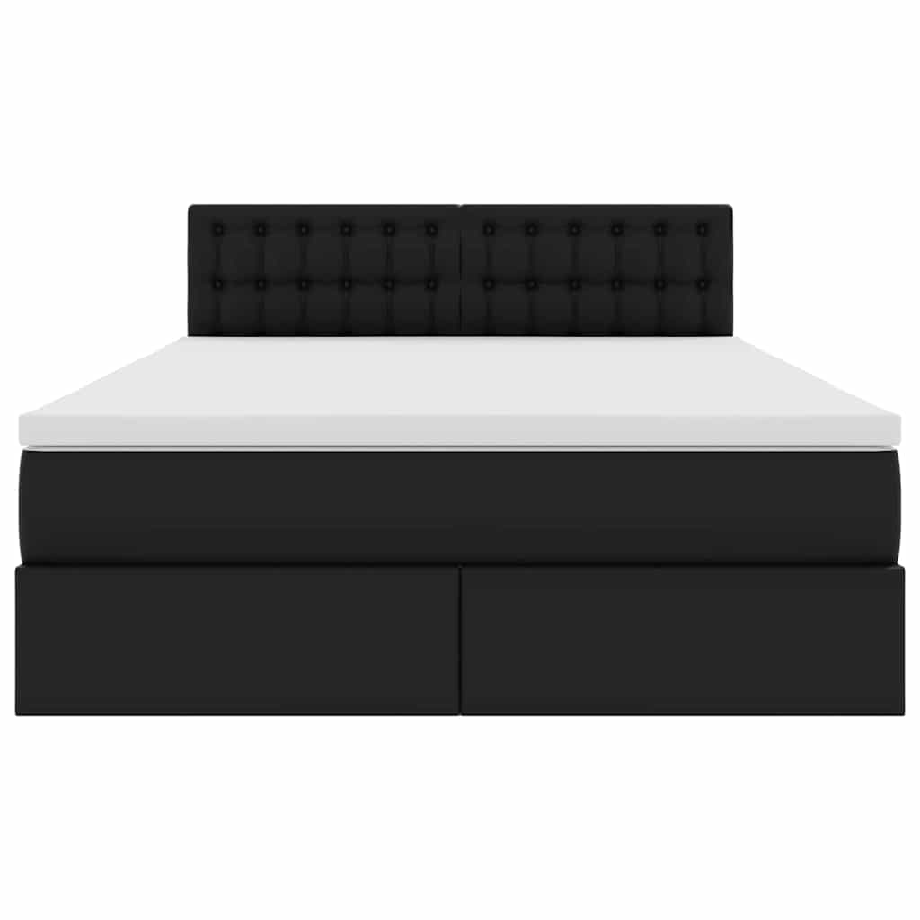 Förvaringssäng med LED Svart 140 x 190 cm Konstläder