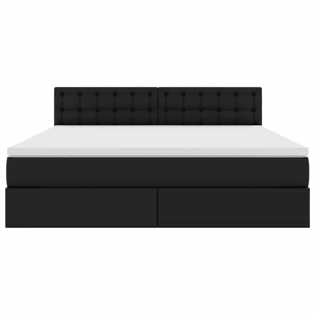Förvaringssäng med LED Svart 180 x 200 cm Konstläder