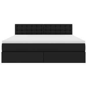 Förvaringssäng med LED Svart 180 x 200 cm Konstläder