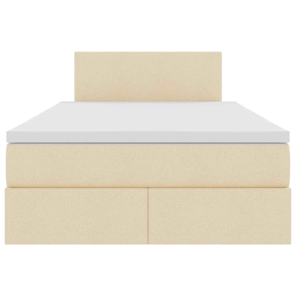 Förvaringssäng med LED med madrass Kräm 120 x 200 cm Polyester