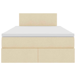 Förvaringssäng med LED med madrass Kräm 120 x 200 cm Polyester