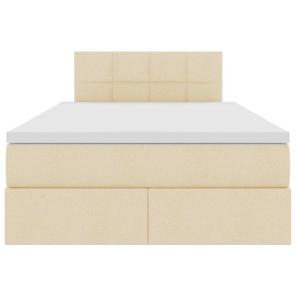 Förvaringssäng med LED med madrass Kräm 120 x 200 cm Polyester