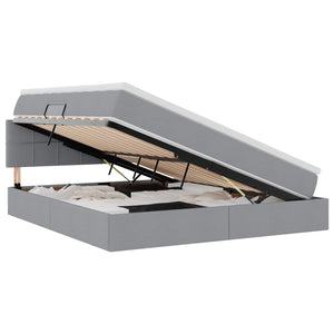 Förvaringssäng med LED Ljusgrå 180 x 200 cm Polyester