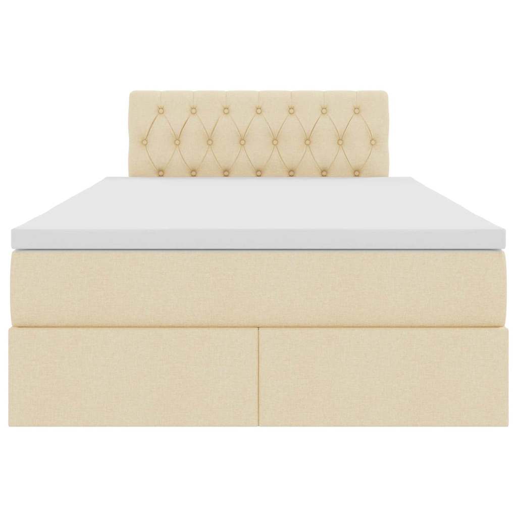 Förvaringssäng med LED med madrass Kräm 120 x 200 cm Polyester