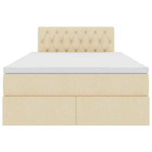 Förvaringssäng med LED med madrass Kräm 120 x 200 cm Polyester