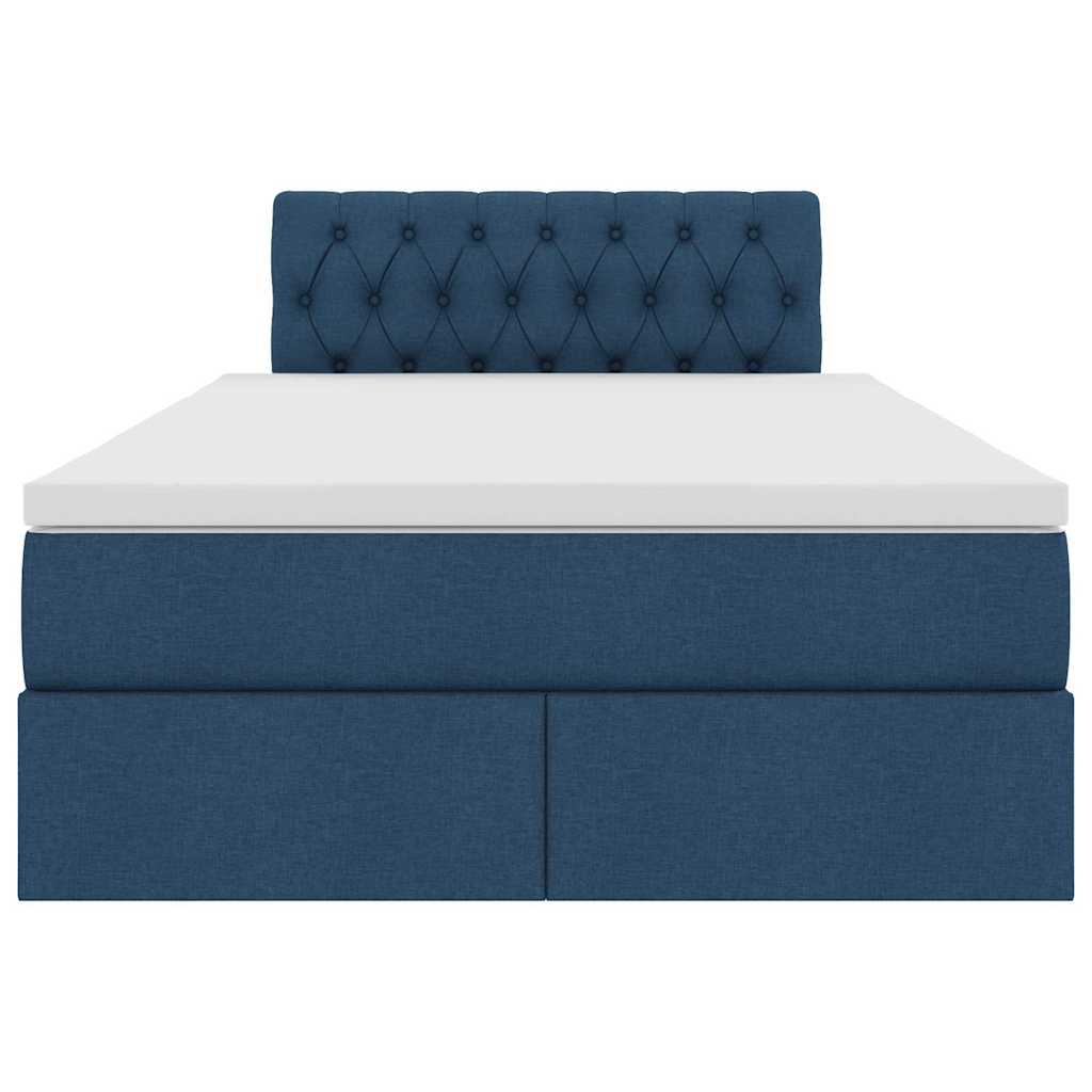 Förvaringssäng med LED med madrass Blå 120 x 200 cm Polyester