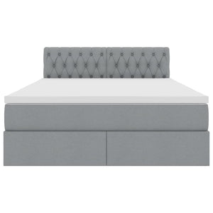 Förvaringssäng med LED Ljusgrå 140 x 190 cm Polyester