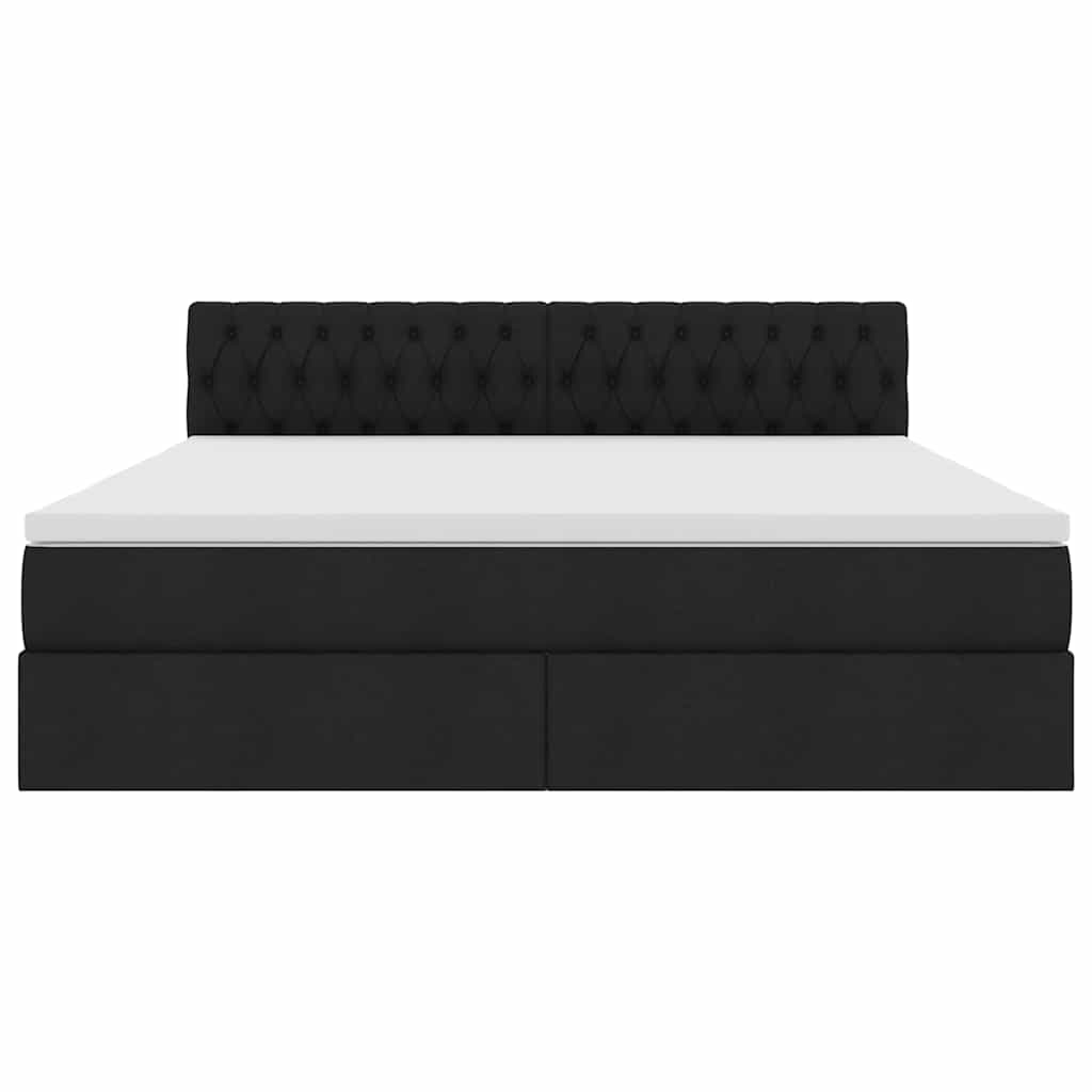Förvaringssäng med LED med madrass Svart 180 x 200 cm Polyester