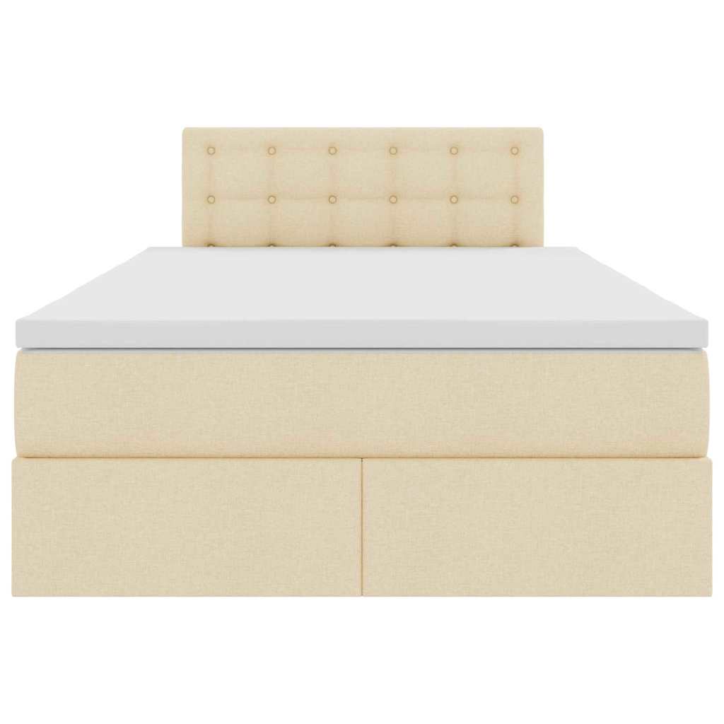Förvaringssäng med LED med madrass Kräm 120 x 200 cm Polyester