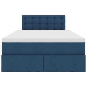 Förvaringssäng med LED med madrass Blå 120 x 200 cm Polyester