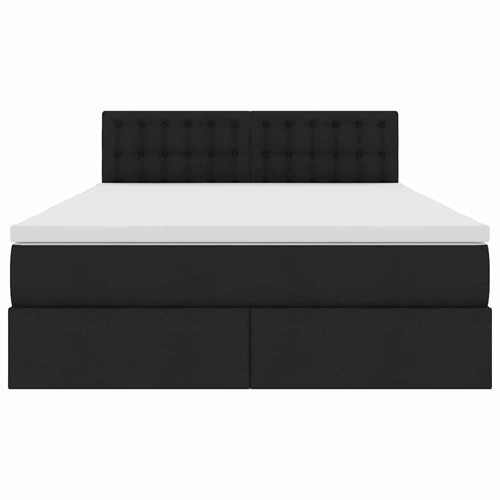 Förvaringssäng med LED med madrass Svart 140 x 200 cm Polyester