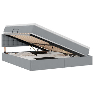 Förvaringssäng med LED Ljusgrå 180 x 200 cm Polyester