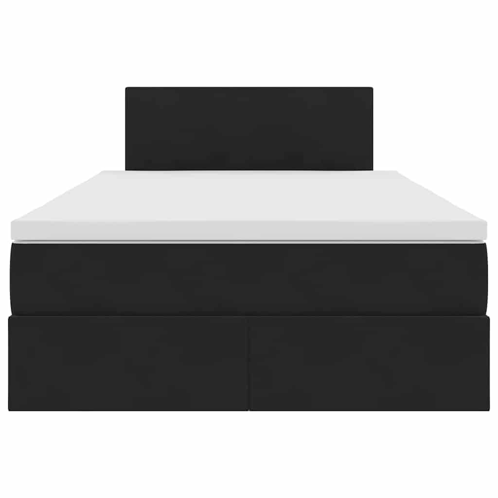 Säng med LED -remsljus med huvudgavel Svart 120 x 200 cm Sammet