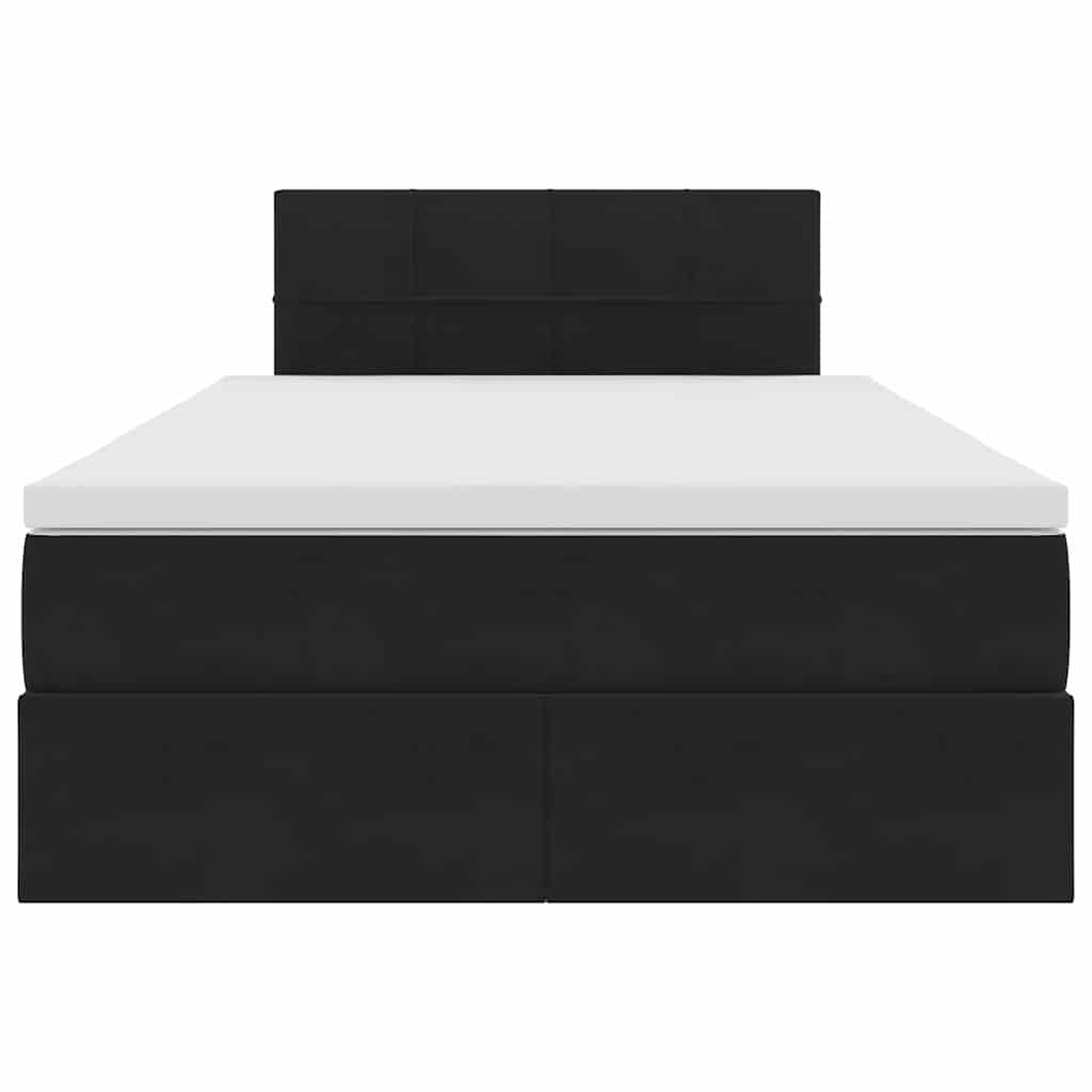 Säng med LED -remsljus med huvudgavel Svart 120 x 200 cm Sammet