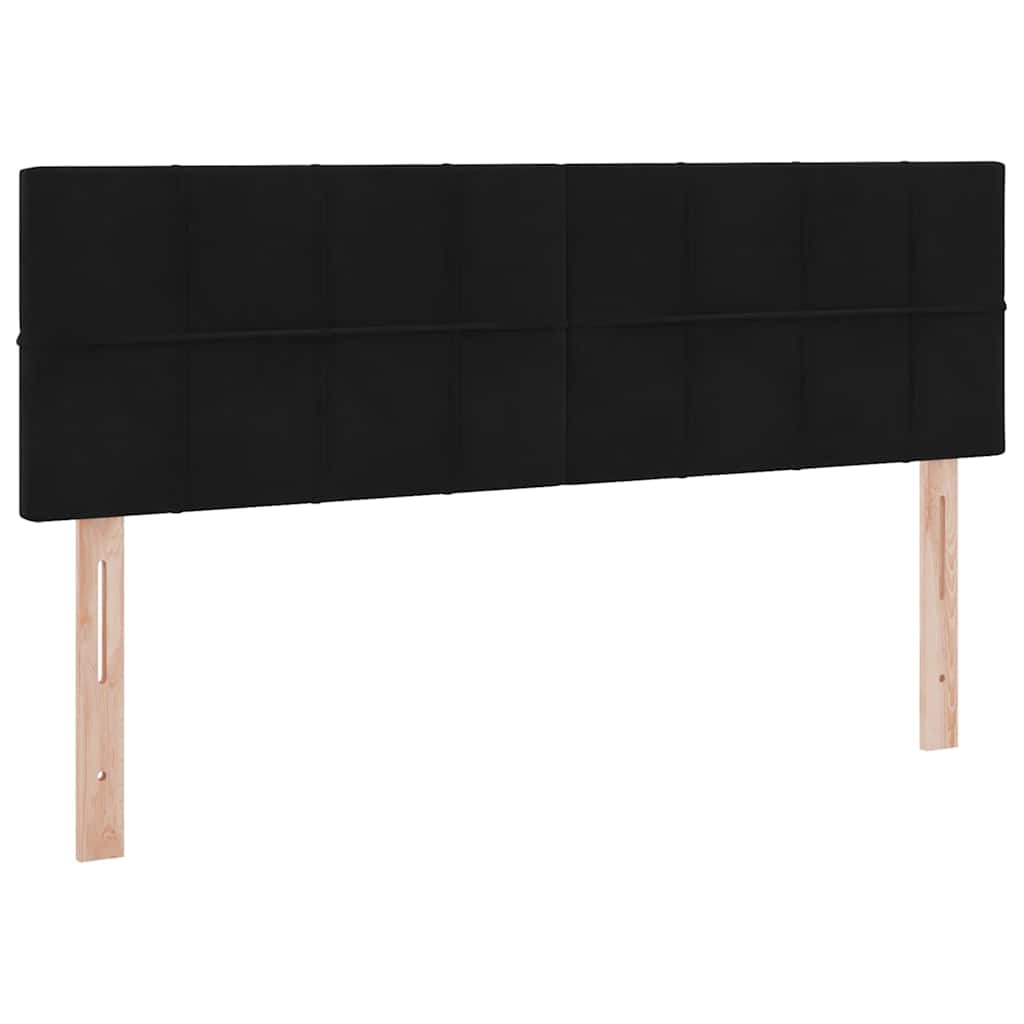 Förvaringssäng med LED med madrass Svart 140 x 190 cm Sammet