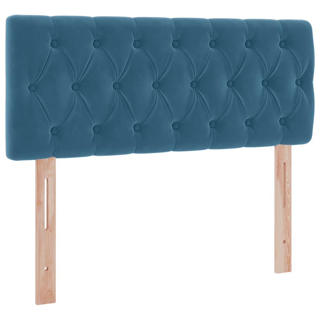 Förvaringssäng med LED med madrass Mörkblå 120 x 200 cm Sammet